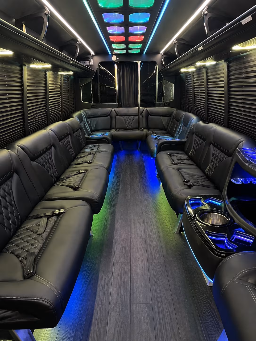 bend 20 passenger party bus interior