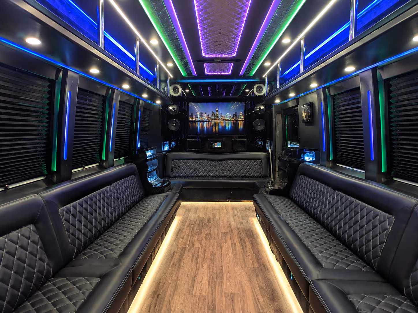 bend 25 passenger party bus interior