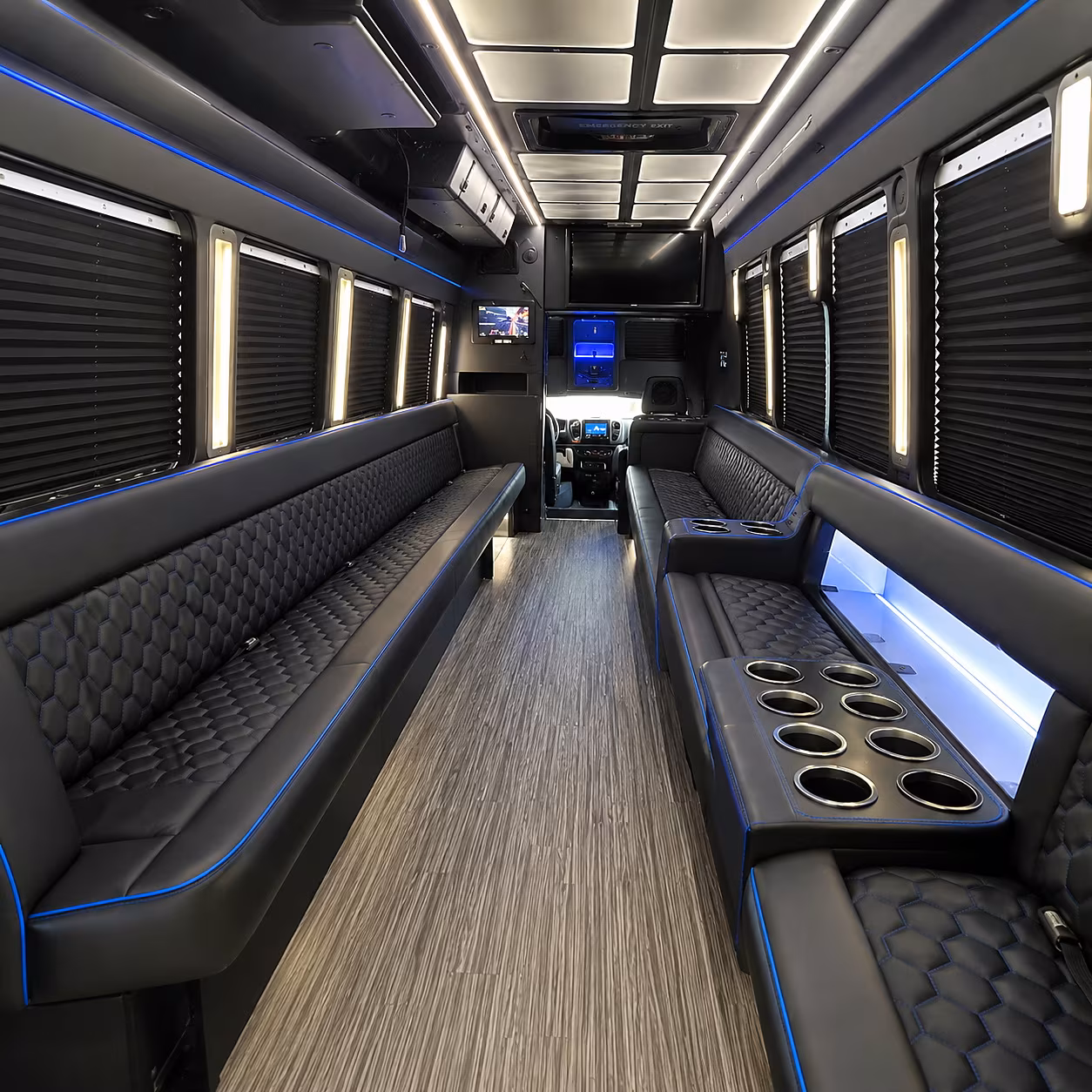 bend party bus rental interior